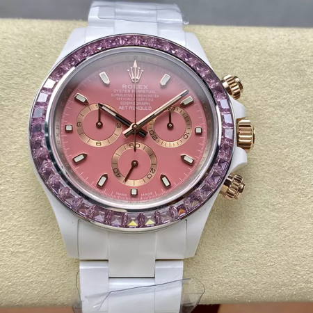 IPK공장 롤렉스 데이토나 핑크 다이얼 화이트 세라믹 다이아 베젤 40mm