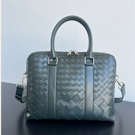 보테가베네타 인트레치아토 레더 브리프 케이스 블루 778081