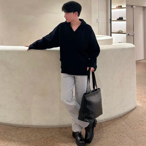 보테가베네타 인트레치아토 지퍼 토트백 블랙 786666