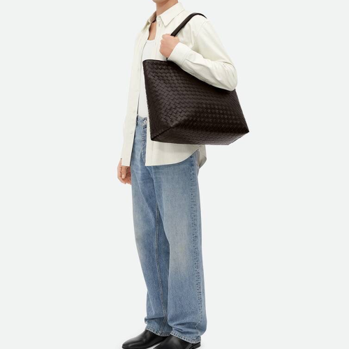 보테가베네타 인트레치아토 지퍼 토트백 브라운 786666