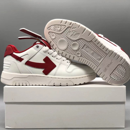 오프화이트 아웃 오브 오피스 레더 스니커즈 화이트 I 레드